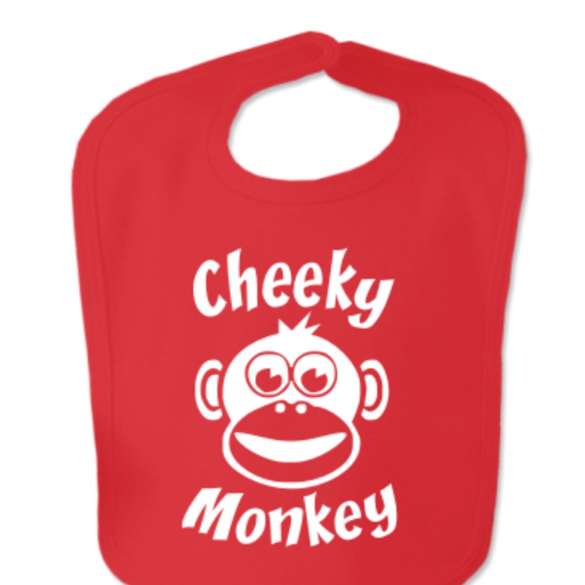 Red Cheeky Monkey Velcro Bib