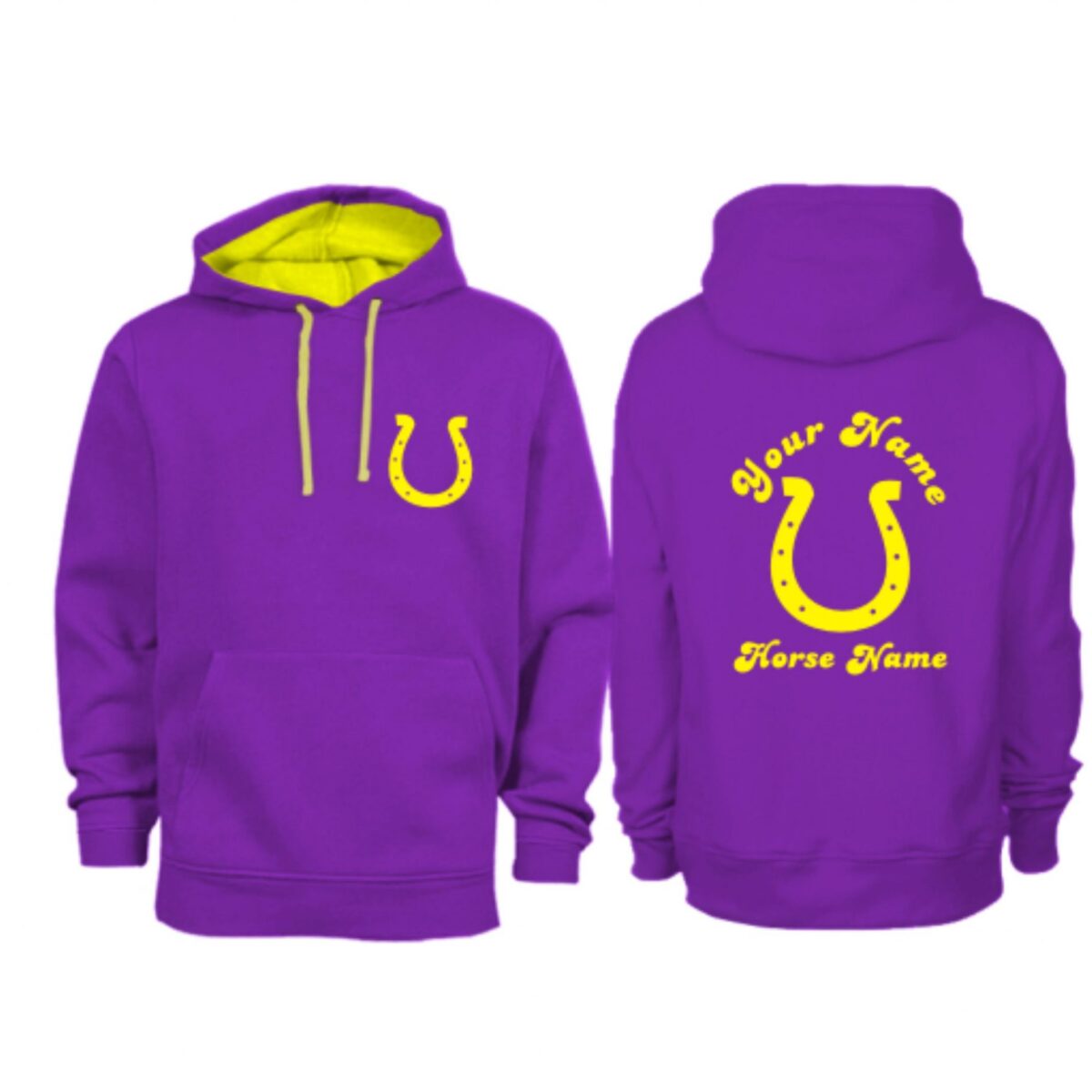 Adult Contrast Personalised Horse Shoe Hoodie H4