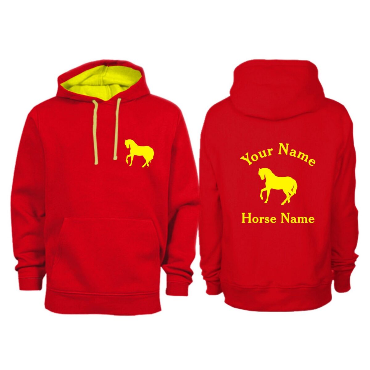 Adult Contrast Personalised Horse Hoodie H5