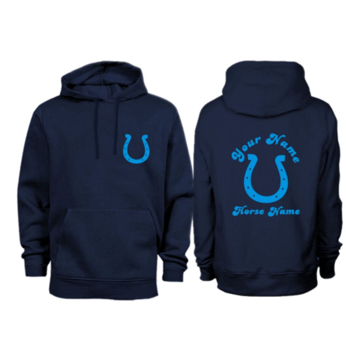 Personalised Navy Horse Shoe Hoodie