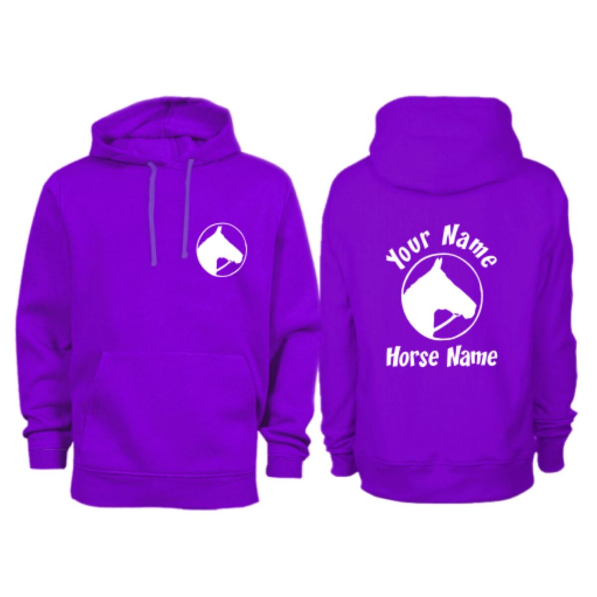 Personalised Purple Adult Horse Head In Circle Horse Hoodie