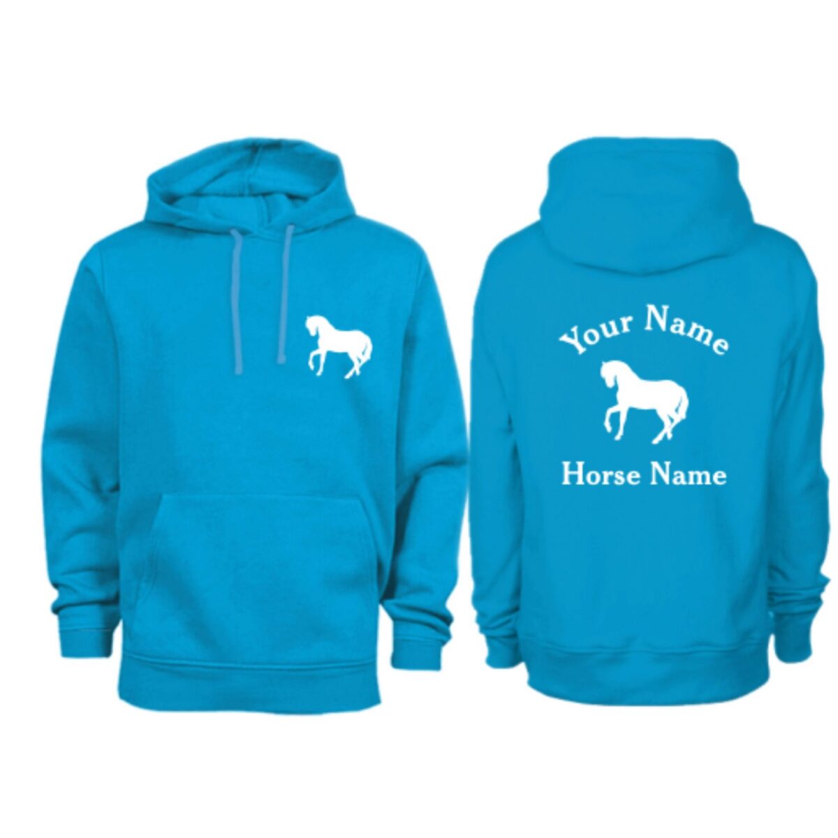 Personalised Sapphire Blue Adult Horse Hoodie