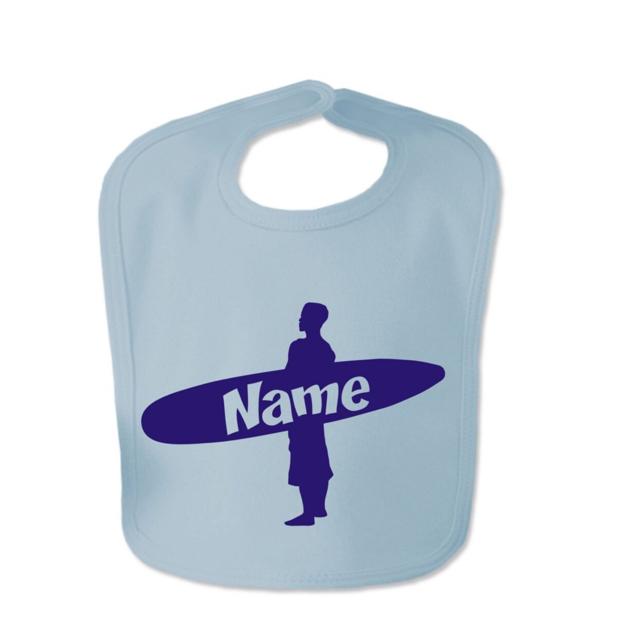 Baby Blue Custom Printed Surfer Baby Bib