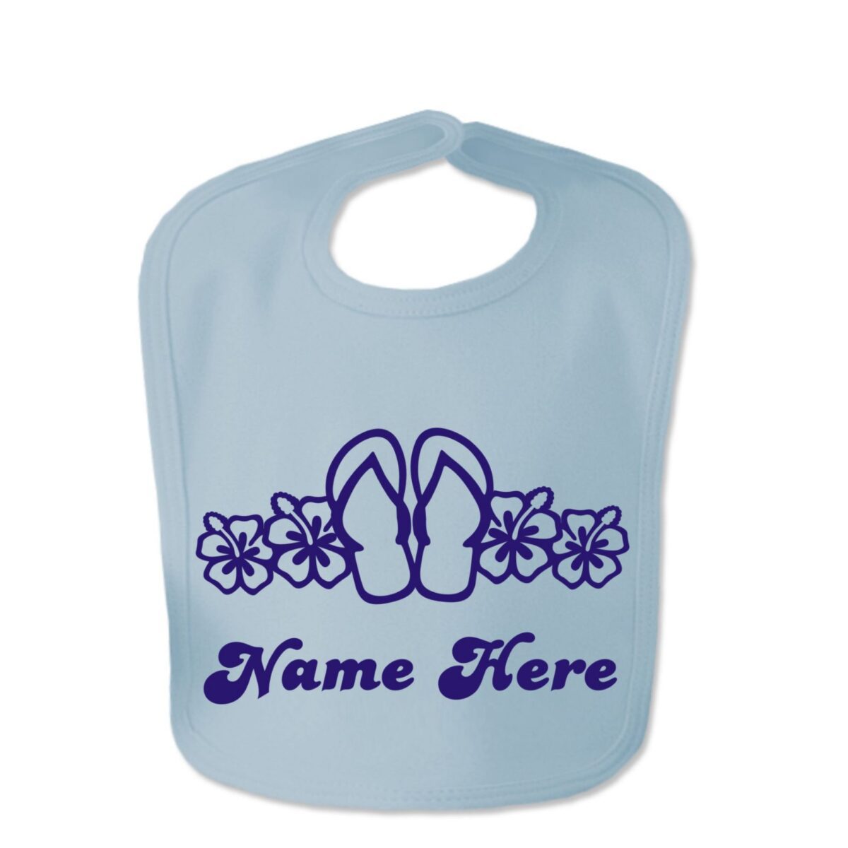 Baby Blue Flip Flop Custom Design Baby Velcro Bib
