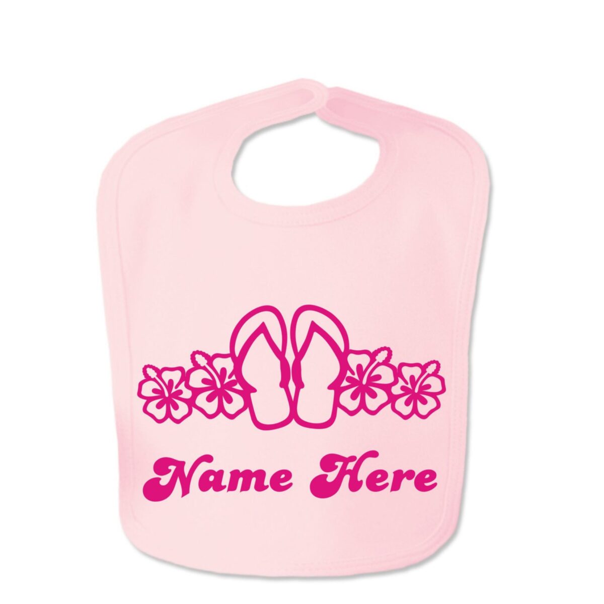 Baby Pink Flip Flop Custom Design Baby Velcro Bib