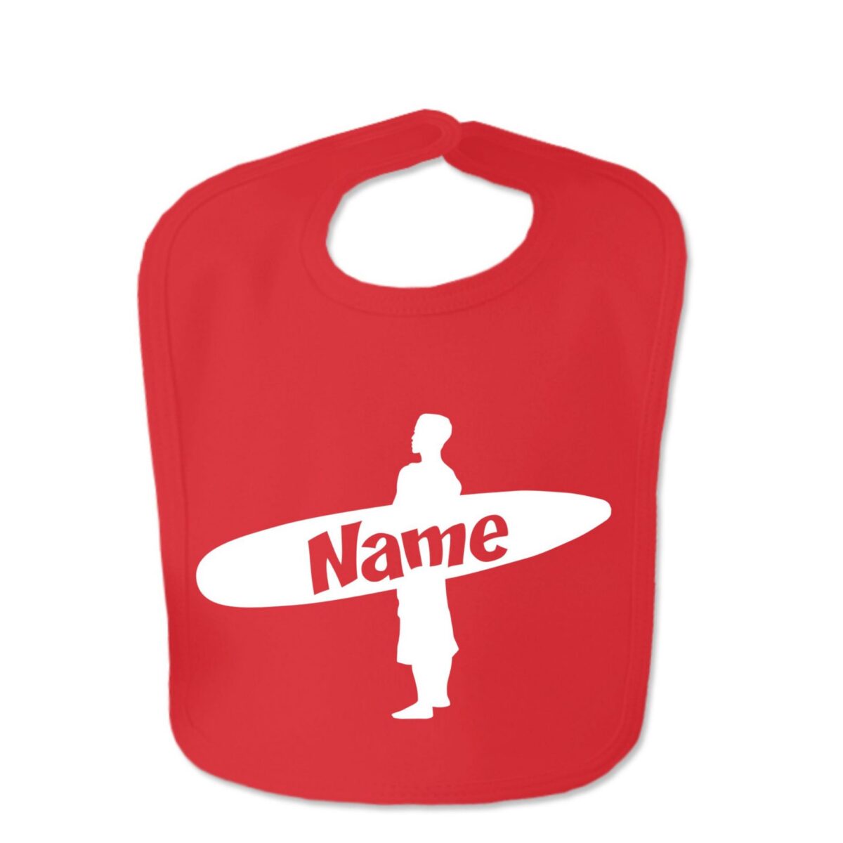 Red Custom Printed Surfer Baby Bib
