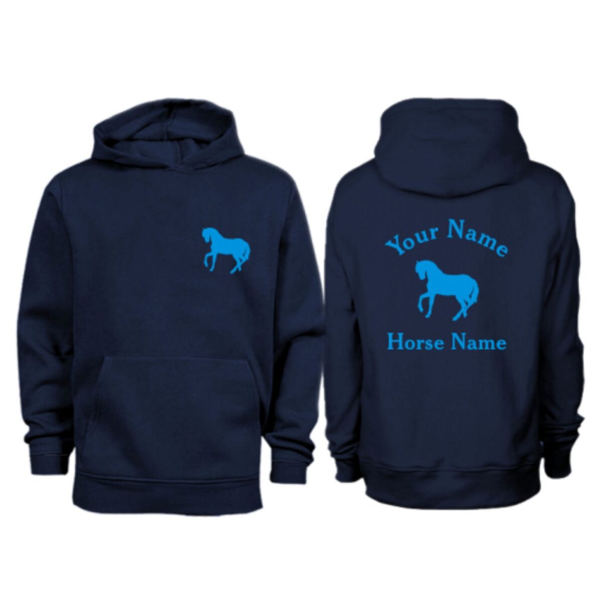 Kids Personalised Horse Hoodie H5 NavyKids Personalised Horse Hoodie H5 Navy