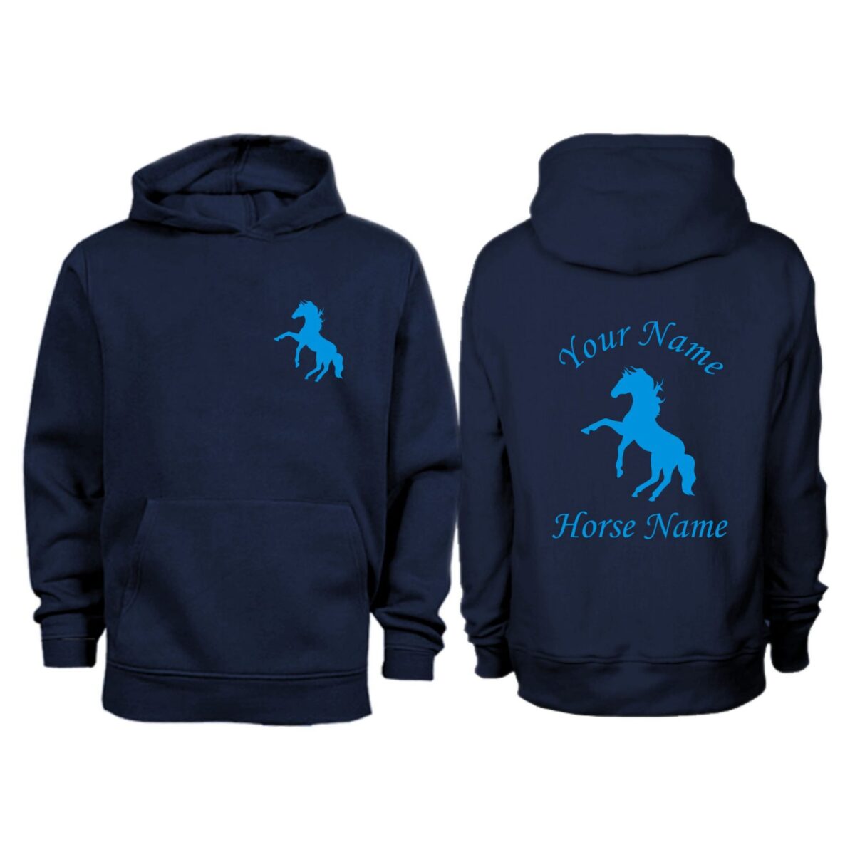 Kids Personalised Rearing Up Horse Hoodie H12