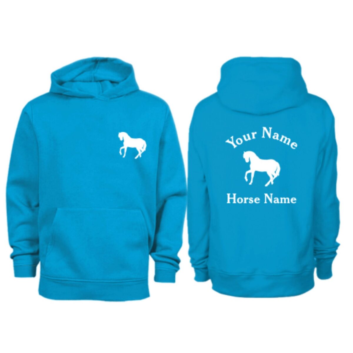 Kids Personalised Horse Hoodie H5 Sapphire Blue