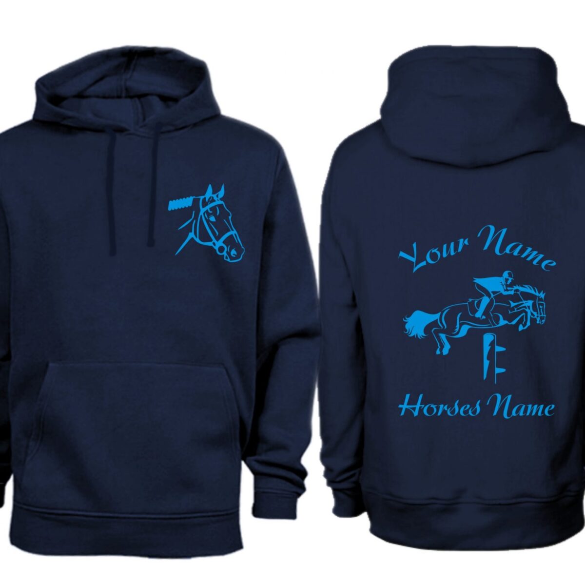 Adult Navy Personalised Show Jumping Hoodie