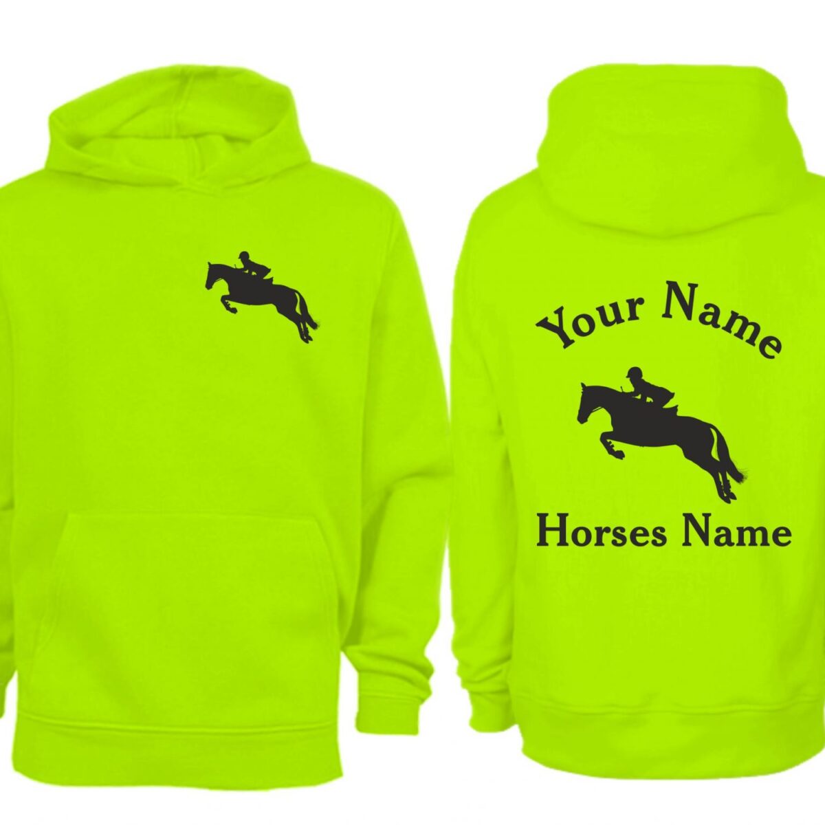 Adult Personalised Neon Jumping Horse Hoodie (N18)