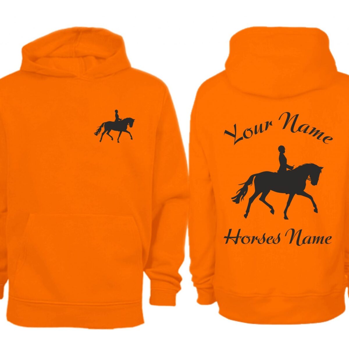 Adult Personalised Neon Dressage Horse Hoodie (N15)