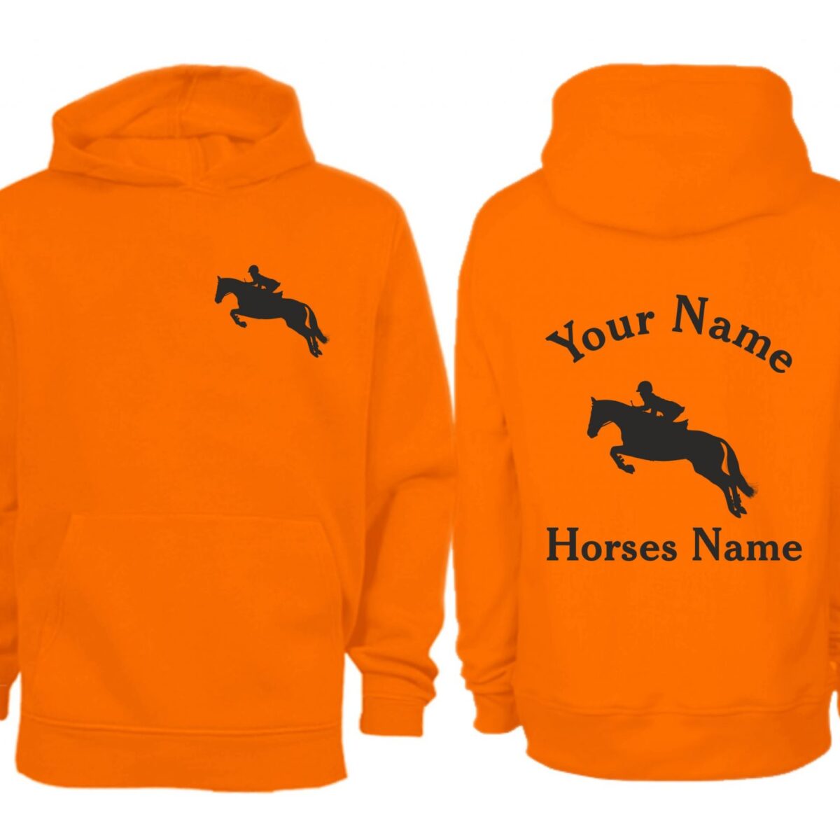 Kids Personalised Neon Jumping Horse Hoodie (N18)