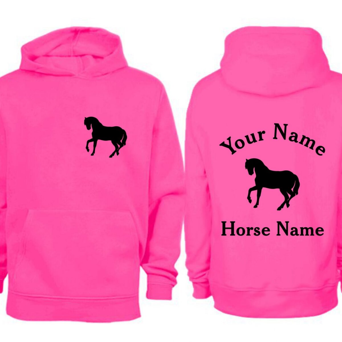 Adult Personalised Neon  Horse Hoodie (N5)