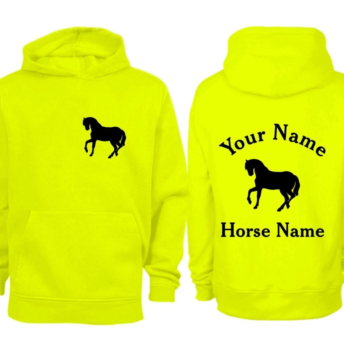 Kids Personalised Neon  Horse Hoodie (N5)
